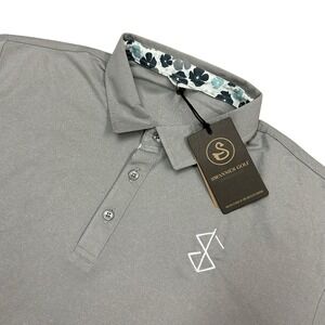 Swannies Golf Polo Shirt Mens Large Gray Heather Performance Stretch New w Tags